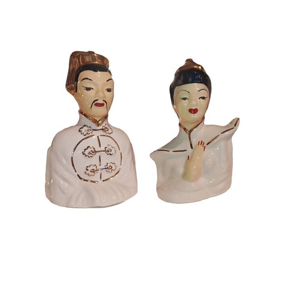 Vintage Asian Man & Woman Figurines | Set of 2 | Porcelain - Picture 1 of 8